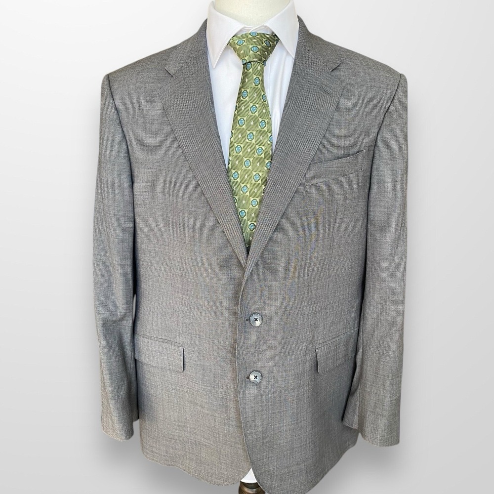 Jos A Bank Reserve Liberty 46R Suit Jacket Wool Blazer Gray‎ Tailored Fit